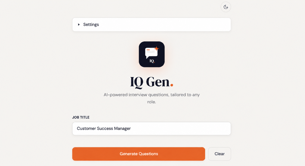 IQ Gen Question Generator Form