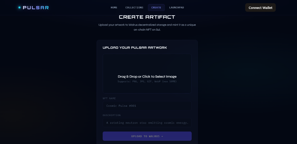 PulsAR Create Artifact Page
