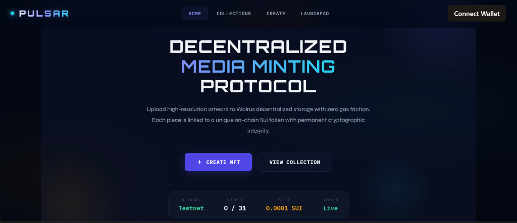 PulsAR Decentralized Media Minting Protocol Home